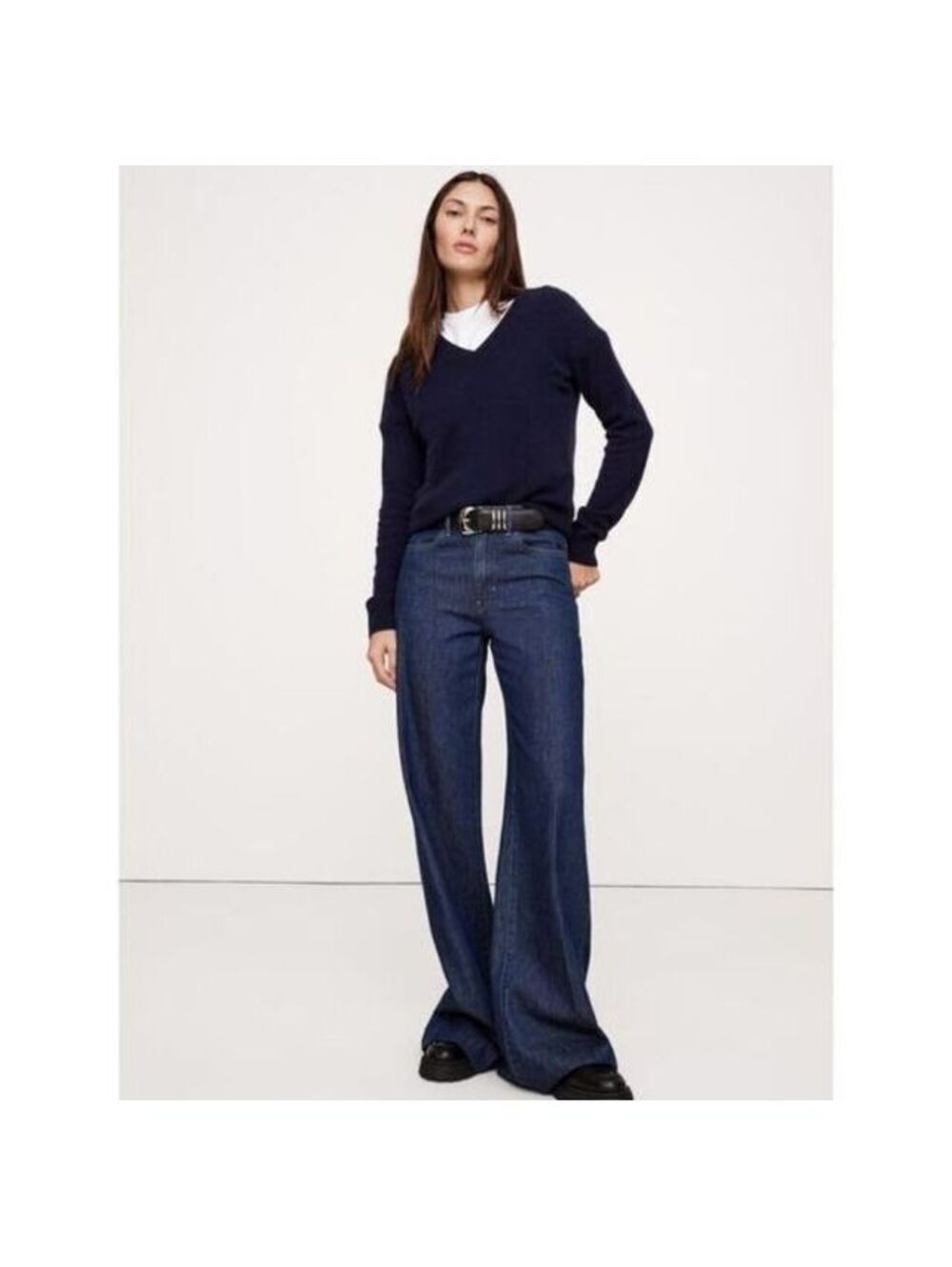 NWT Banana Republic Lightweight Cashmere V-Neck Sweater navy blue 100% cashmere